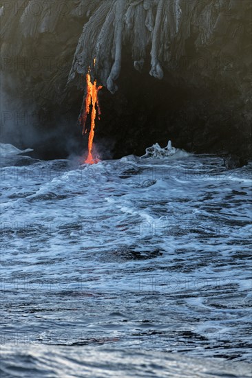 Lava entering ocean