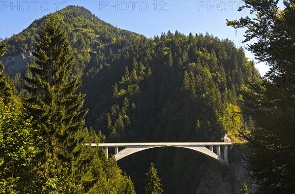 Salginatobel Bridge with three-hinged arch made of reinforced concrete