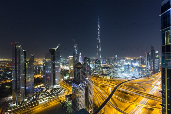 View of skyline from Shangri La Hotel at night