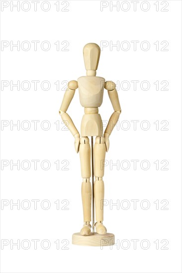 Wooden stickman with hands on waist