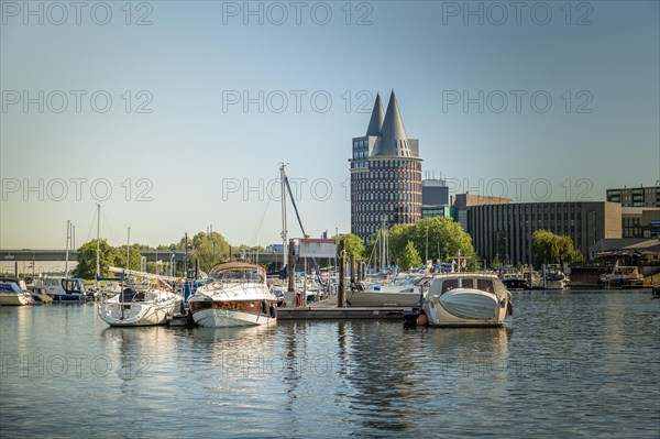 Town harbor and skyline