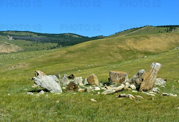 Ancient burial site with stag stones from the late Bronze Age