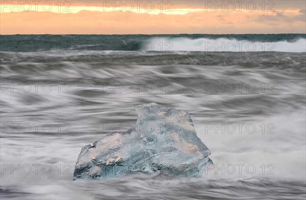 Ice, chunks of ice on lava beach near Jokulsarlon