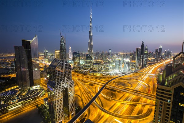 View of skyline from Shangri La Hotel at dusk