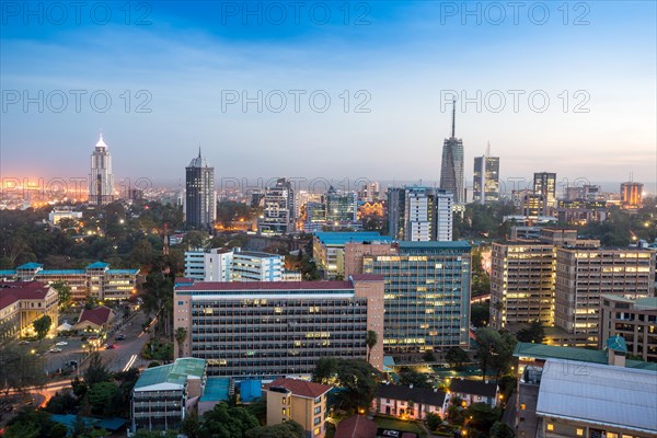 Modern cityscape at dawn