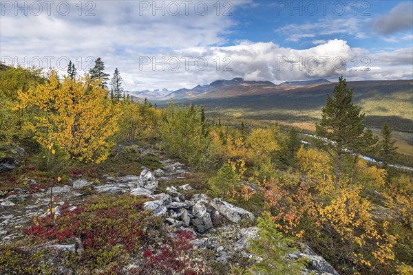 View to the mountains of Sarek National Park