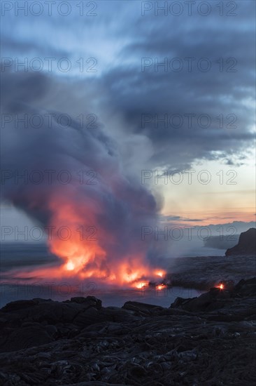 Lava entering ocean