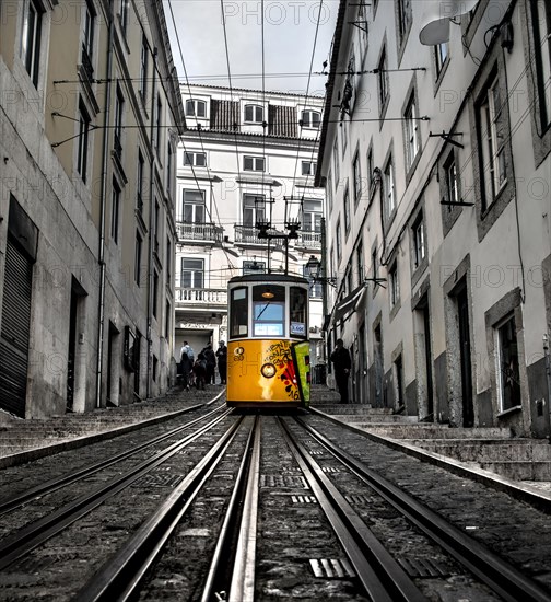 Rails with funicular Elevador da Bica