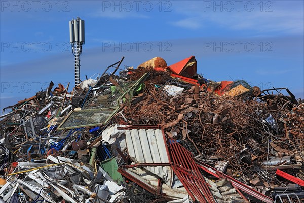 Scrap metal in a recycling plant
