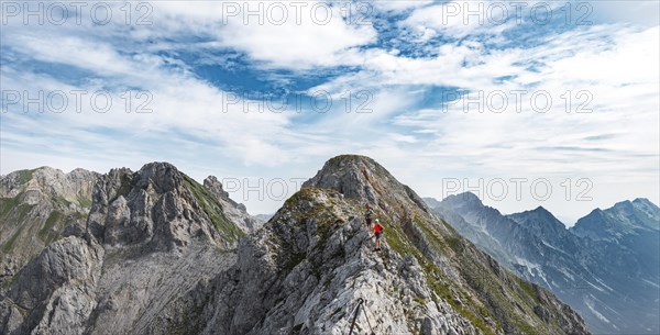 Two female hikers on trail