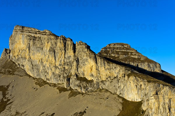 The summit Tour d'Ai and Tour de Mayen in the evening light