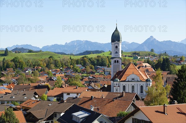 View of Nesselwang in front of the Alps