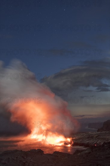 Lava entering ocean