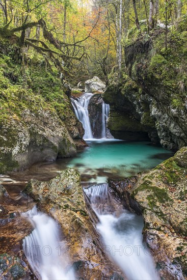 Waterfall at the autumnal Lepenjica