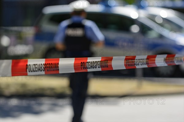 Police cordon with barrier tape