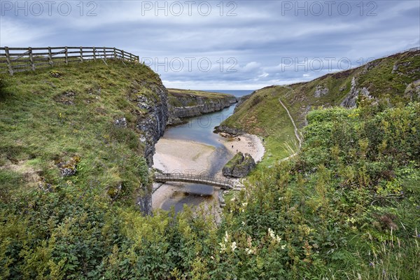 View from the viewpoint above Smoo Cave into the 800m long fjord Geodha Smoo