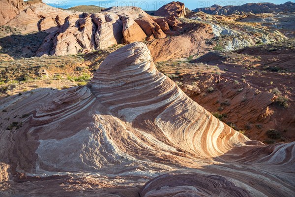 Fire Wave Rock in the evening light