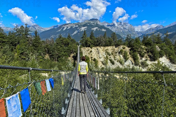 Traditional Bhutanese hanging walkway