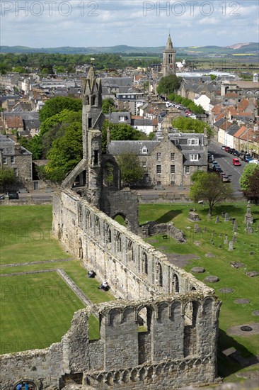 View from St Rule's Tower and ruins of St Andrews Cathedral