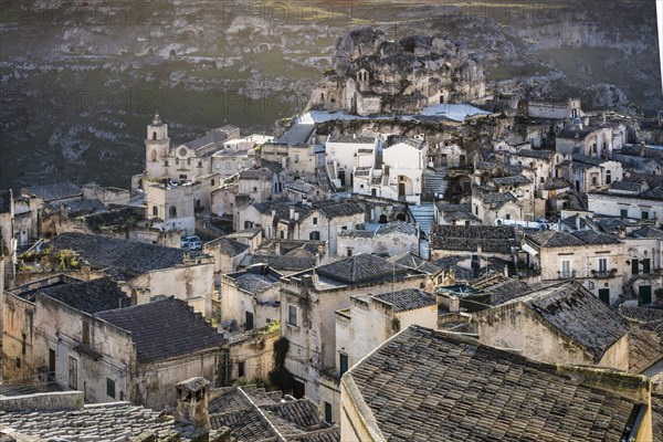 Sasso Caveoso district with church of San Pietro Caveoso and cave church of Santa Maria de Idris