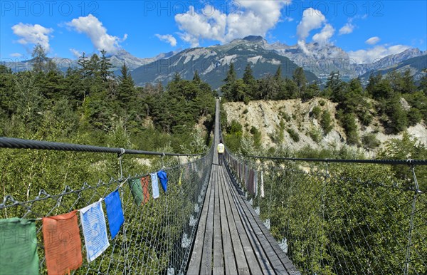 Traditional Bhutanese hanging walkway