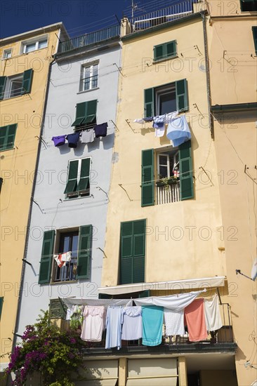 Building facades with clothes hung out to dry