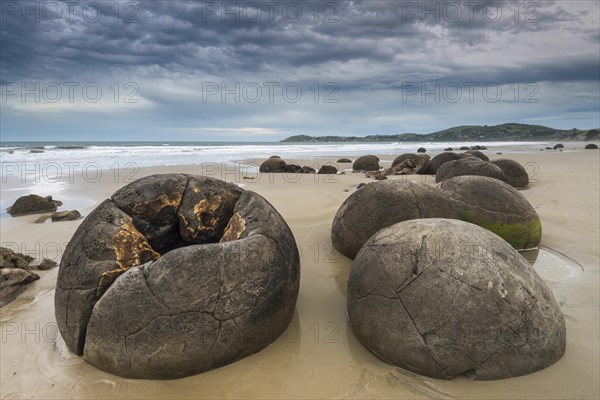 Moeraki Boulders on the beach