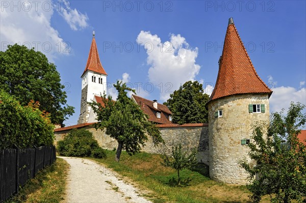 Medieval town wall with defensive defence tower