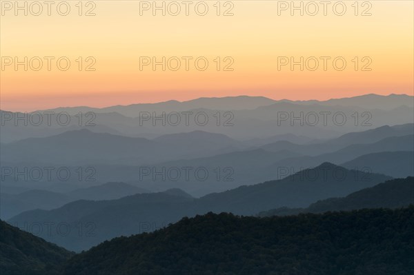 Blue Ridge Mountains from the Blue Ridge Parkway at sunset