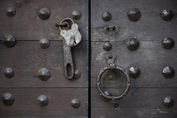 Castle gate with lock