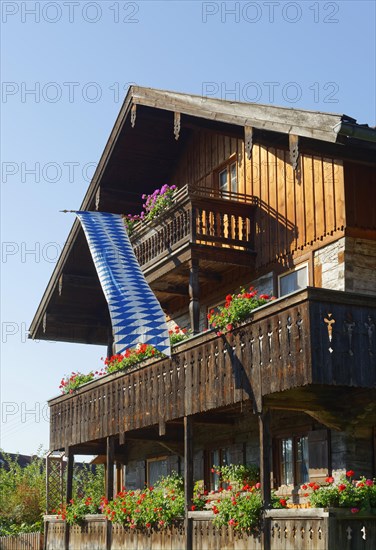 Old farmhouse with Bavarian flag