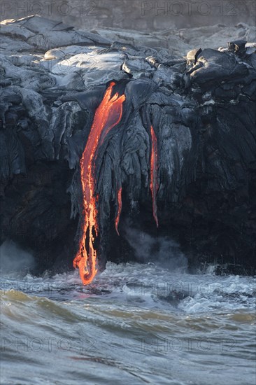 Lava entering ocean