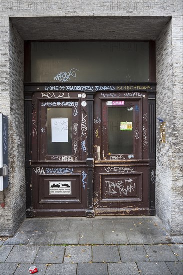 Graffiti on wooden door