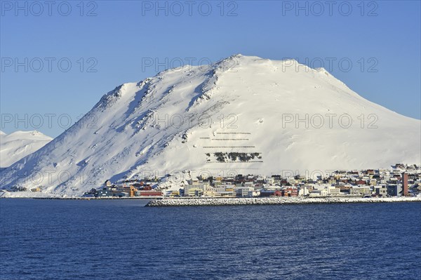 Townscape with snowy mountain