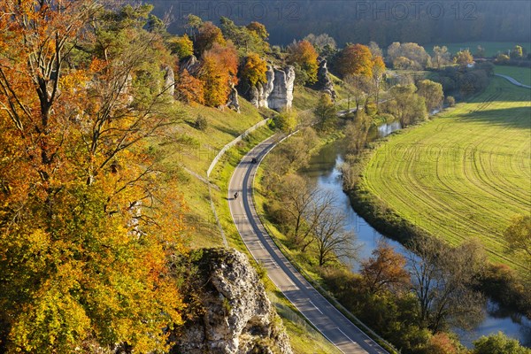 Altmuhl with rock formation Twelve Apostles in autumn