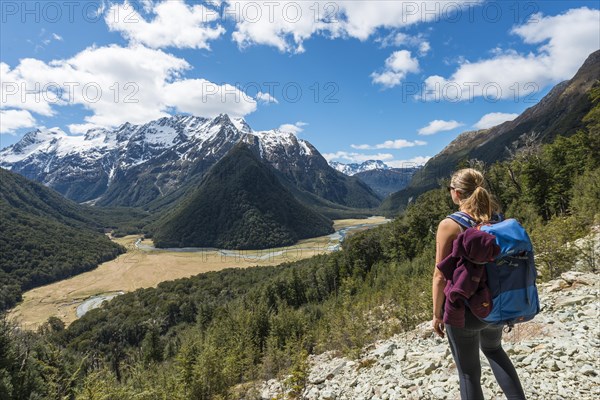 Hiker overlooks the Routeburn Flats