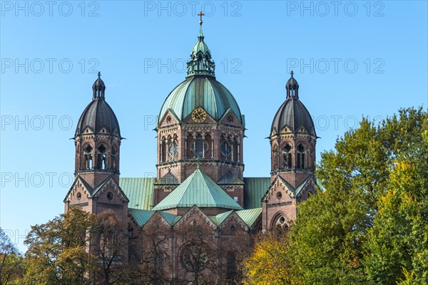 Towers and dome of St. Luke church in autumn