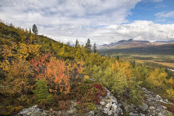 View to the mountains of Sarek National Park