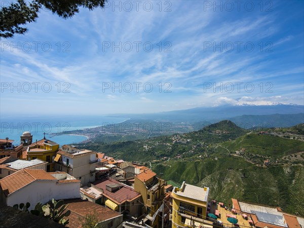 Historic centre of Castelmola with view of bay of Giardini Naxos