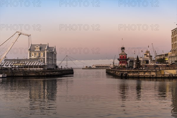 Port Basin and Victoria and Alfred Waterfront with Clock Tower and African Trading Post