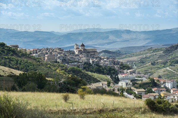 City of Petralia Sottana in front of Madonie mountain range