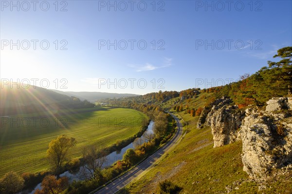 Altmuhl with rock formation Twelve Apostles in autumn