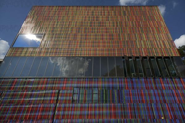 Facade of multicolored ceramic rods