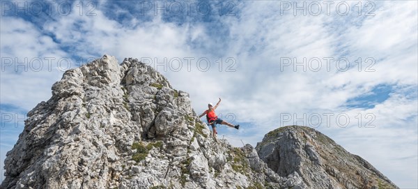 Hiker on via ferrata