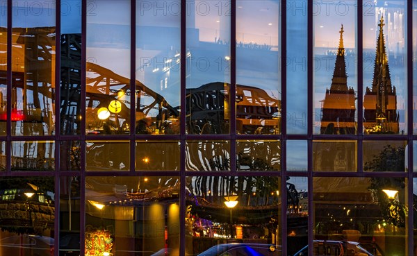 Reflection in glass facade of the Hyatt Regency Hotel