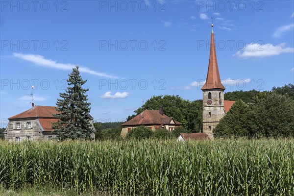 Church of Saint Giles and parsonage from 1734