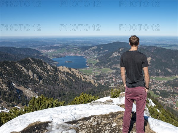 Hiker at the summit of Brecherspitz