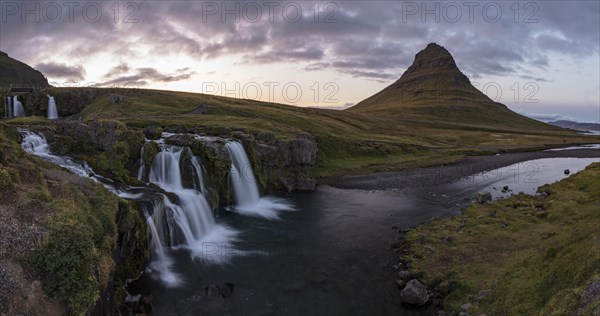 Waterfall Kirkjufellsfoss and Mount Kirkjufell