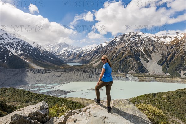 Hiker standing on rocks