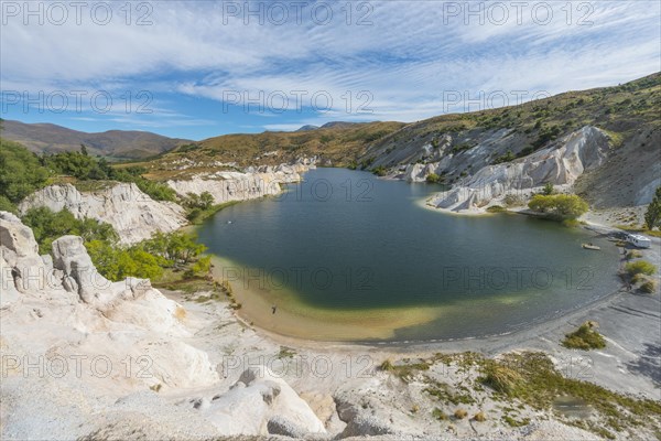Lake surrounded by limestone cliffs